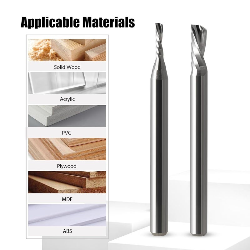 HOZLY 1/8 CNC Router Bits O Flute End Mill 1/8 Shank,5/16 Inch Cutting Length Downcut CNC Bits Carbide Spiral Single Flute Downcut Bit for Acrylic PVC MDF Wood - Image 5